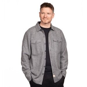 Alpacas of Montana Mens Alpaca Fiber Shirt Jacket Shacket Heather Grey NWT